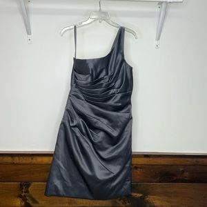 NWT Mori Lee by Madeleine Gardner Dark Gray One Shoulder Cocktail Dress- 14